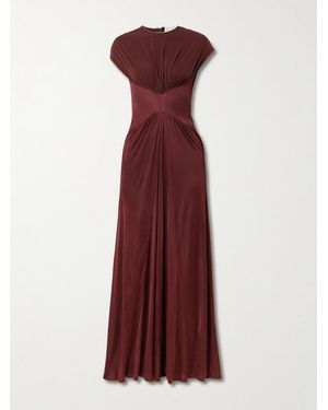 Galvan London Gathered Satin-Jersey Gown