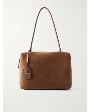 Max Mara Leather-Trimmed Suede Shoulder Bag - Brown