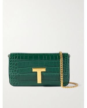 Tom Ford Wallis Mini Croc-Effect Leather Shoulder Bag - Green