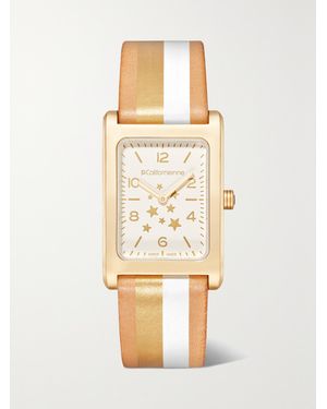 La Californienne Daybreak 24Mm-Plated Striped Leather Watch - Natural