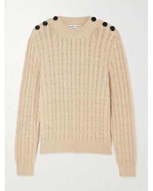 Blazé Milano Button-Embellished Cable-Knit Cotton Jumper - Natural