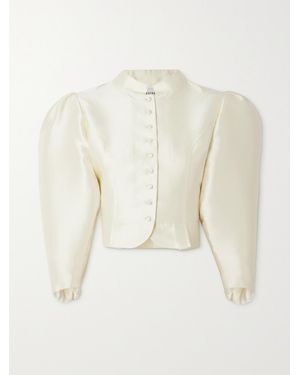 D'Estree Amoako Cropped Faille Jacket - Natural