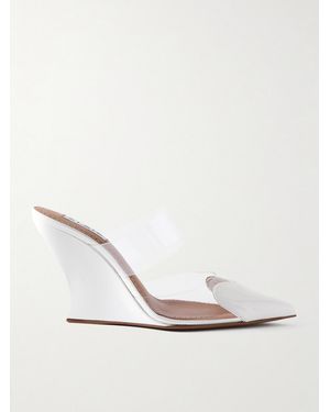 Alaïa Le Cœur Patent-Leather And Pvc Wedge Mules - White