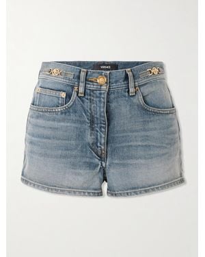 Versace Embellished Denim Shorts - Blue