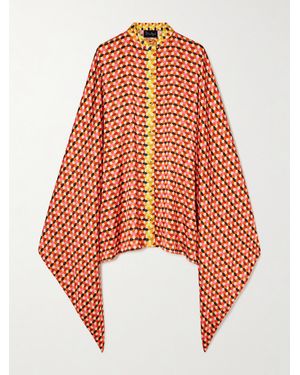 Dima Ayad Printed Satin Blouse - Red