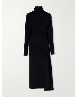 Lanvin Embellished Wool And Cashmere-Blend Turtleneck Midi Dress - Blue