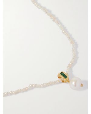 Pacharee Prado Kette Mit Perlen, Smaragden Und Details Aus-Vermeil - Weiß