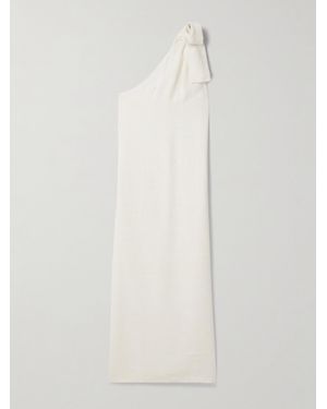 Lisa Marie Fernandez Bow-Detailed One-Shoulder Woven Maxi Dress - White