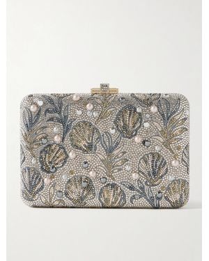 Judith Leiber Shelby Embellished- -Tone Metal Clutch - Grey