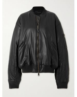 Balenciaga Oversized Leather Bomber Jacket - Black