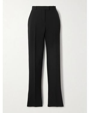 McQueen Wool-Blend Crepe Straight-Leg Trousers - Black