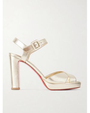 Christian Louboutin Cora 100 Leather Platform Sandals - Natural
