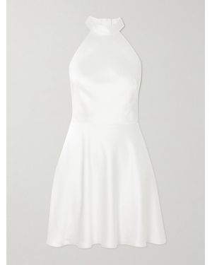 Halfpenny London Bloom Open-Back Satin-Crepe Mini Dress - White