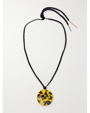 Dries Van Noten Tone, Enamel And Cord Necklace - Metallic