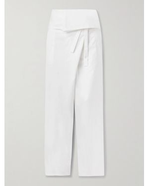 Wardrobe NYC Fisherman Tie-Front Cotton Wide-Leg Pants - White