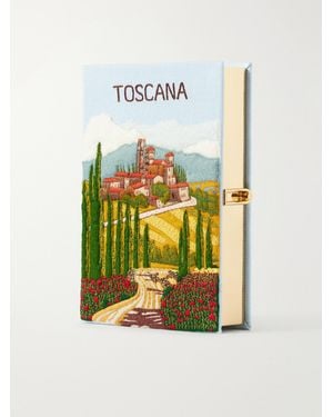 Olympia Le-Tan Toscana Embroidered Canvas Clutch - White