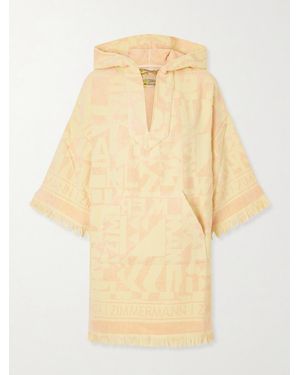 Zimmermann Solstice Hooded Fringed Jacquard-Knit Cotton-Terry Coverup - Natural
