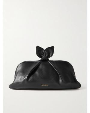 Aquazzura Bow-Detailed Leather Clutch - Black