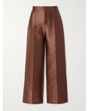 D'Estree Pantalon Raccourci Évasé En Taffetas Yoshi - Marron