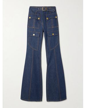 Zimmermann Luna Buckled Flared Cargo Jeans - Blue