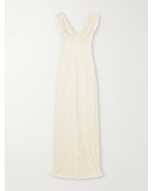 Colleen Allen Draped Corded Lace Cotton-Blend Gown - White