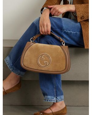 Gucci Caramel Suede And Leather Blondie Shoulder Bag in