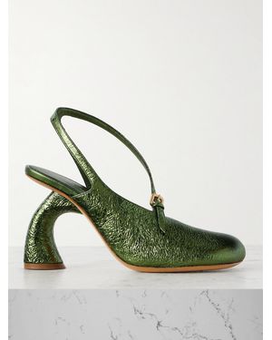 Dries Van Noten Crinkled-Leather Pumps - Green