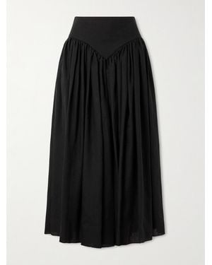 Gabriela Hearst Juniper Frayed Panelled Linen Midi Skirt - Black