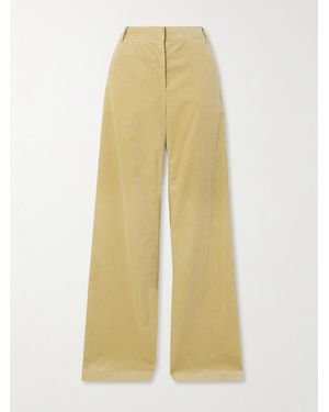 Another Tomorrow Organic Cotton-Corduroy Wide-Leg Pants - Yellow