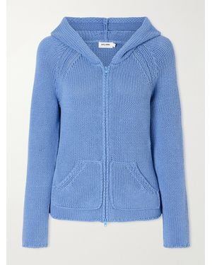 Still Here Bear Knitted Cotton Zip-Up Hoodie - Blue