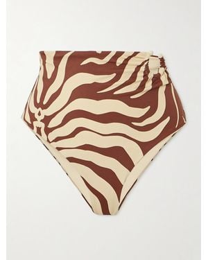 Johanna Ortiz Taita Reversible Embellished Printed Recycled Bikini Briefs - Natural