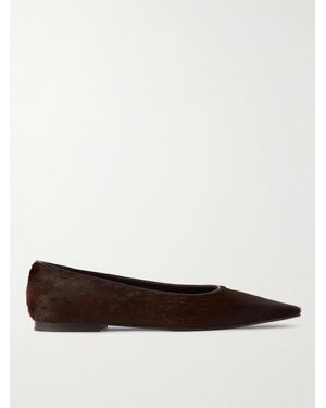 Brunello Cucinelli Chaussures Plates À Bouts Pointus En Façon Poulain À Finitions En Cuir - Blanc