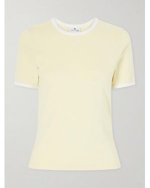 Courreges Logo-Embroidered Cotton-Jersey T-Shirt - Natural