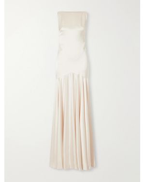 Ilkyaz Ozel Datura Draped Satin Gown - White