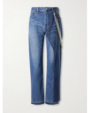 Junya Watanabe Embellished Panelled Mid-Rise Straight-Leg Jeans - Blue