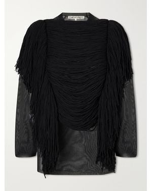 Comme des Garçons Gathered Fringed Jersey Top - Black