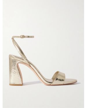 Loeffler Randall Malia Metallic Crinkled-Leather Sandals - Natural