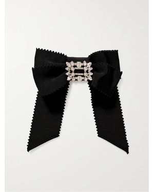Roger Vivier Broche Vivier Crystal-Embellished Grosgrain Hair Clip - Black