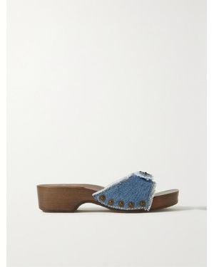 RE/DONE Net Sustain + Scholl Buckled Denim Clogs - Blue
