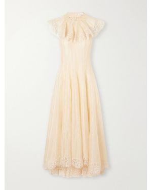 Zimmermann Ascent Lace-Trimmed Linen And Silk-Blend Gown - Natural