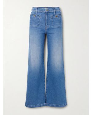 Mother Stashed Hustler Roller Sneak High-Rise Bootcut Jeans - Blue