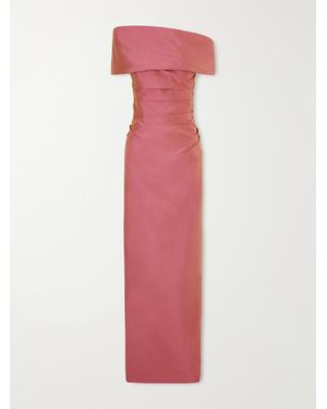 Marmar Halim Off-Shoulder Gathered Taffeta Gown - Pink