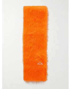 Loewe Logo-Embroidered Brushed Alpaca-Blend Scarf - Orange