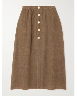 LeKasha Hays Organic Linen-Gauze Maxi Skirt - Brown
