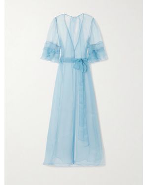 Rosamosario Ricca Ruffled Silk-Organza Robe - Blue