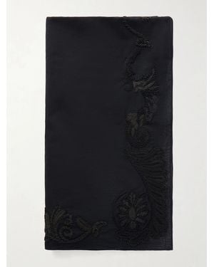 Dries Van Noten Bead-Embellished Embroidered Cotton Scarf - Black