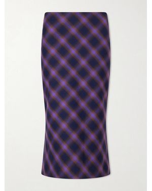 ShuShu/Tong Checked Cotton-Blend Midi Skirt - Purple