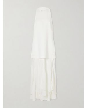 Brandon Maxwell Leonie Scarf-Detailed Layered Crepe And Georgette Maxi Dress - White