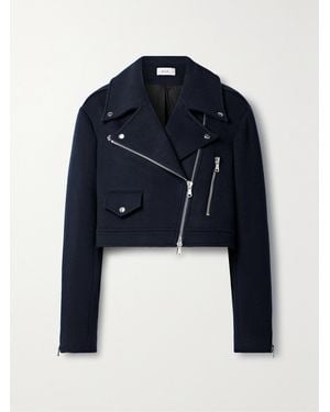 A.L.C. Oxford Cropped Wool-Blend Felt Biker Jacket - Blue