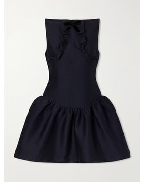 ShuShu/Tong Bow-Detail Ruffled Gathered Cady Mini Dress - Blue